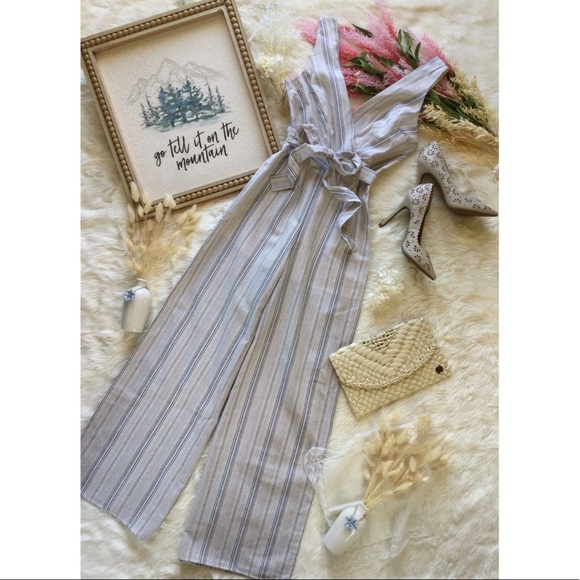 NWT Harper Sand & Stone Woven Wide Leg Jumpsuit - Picture 6 of 15